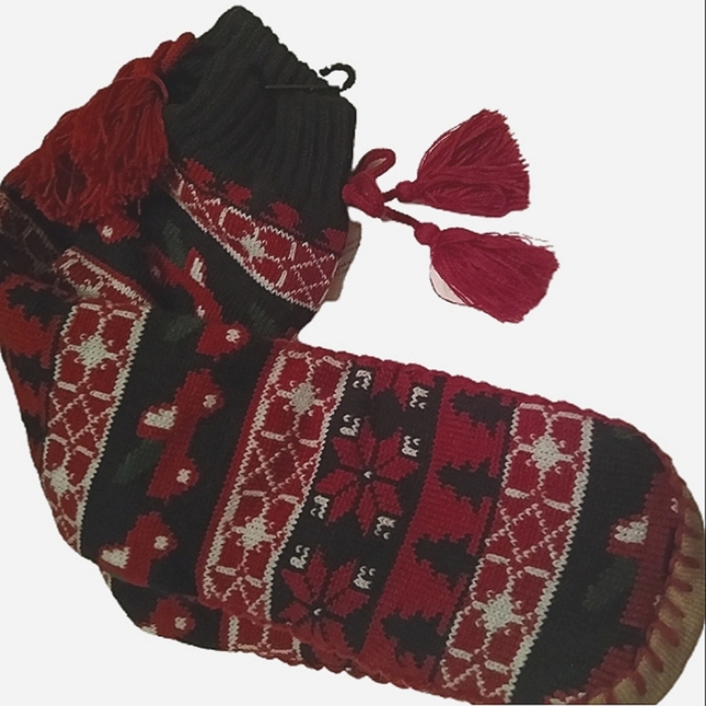 Muk Luks Slipper Socks Black White Red Green Truck Tree Fair Isle  Nordic NWT